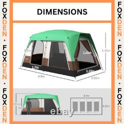 6 Man Camping Tent Family Air Vents Groundsheet Windows Green Ventilation FOXDEN