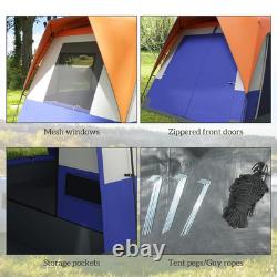 6 Man Camping Tent Mesh Windows Groundsheet Ventilation Orange Air Vents FOXDEN