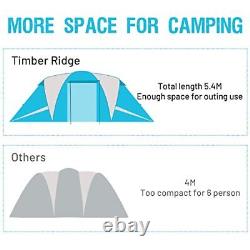 6 Man Camping Tunnel Tent, Larger 5m Family Tent With 2 Bedroom