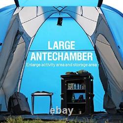 6 Man Camping Tunnel Tent, Larger 5m Family Tent With 2 Bedroom