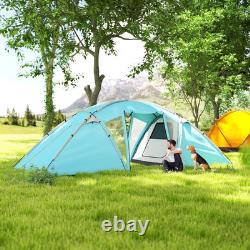 6 Man Family Camping Tent 3 Rooms Large Waterproof Tunnel Tent Windows FOXDEN