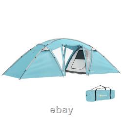 6 Man Family Camping Tent 3 Rooms Large Waterproof Tunnel Tent Windows FOXDEN