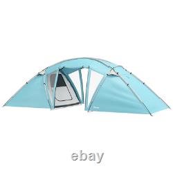 6 Man Family Camping Tent 3 Rooms Large Waterproof Tunnel Tent Windows FOXDEN