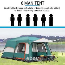 6 Man Tent with Living Area Big Bedroom Large Family Tunnel Double Skin Six Person