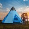 6 Man Tipi Tent, Water-resistant Walls Mesh Windows Zipped Door