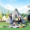6 Man Tipi Tent, Water-resistant Walls Mesh Windows Zipped Door Refurbished