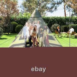 6 Man Tipi Tent, Water-Resistant Walls Mesh Windows Zipped Door Refurbished