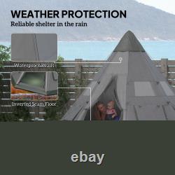 6 Man Tipi Tent, Water-Resistant Walls Mesh Windows Zipped Door Refurbished