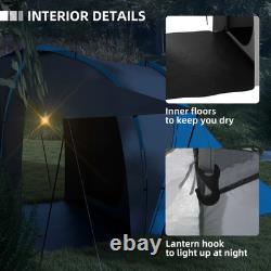 6 Man Tunnel Tent Porch Waterproof 2 Bedroom Mesh Windows Air Vents FOXDEN