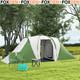 6 Man Tunnel Tent Waterproof Shelter 3 Rooms Windows Family Camping Tent Foxden