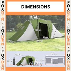 6 Man Tunnel Tent Waterproof Shelter 3 Rooms Windows Family Camping Tent FOXDEN