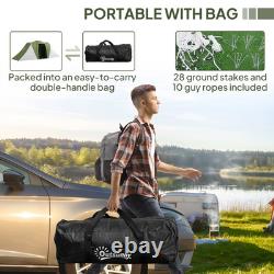 6 Man Tunnel Tent Waterproof Shelter 3 Rooms Windows Family Camping Tent FOXDEN