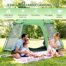 6 Person Camping Tent 2-Tier Pop-up Family Portable Carry Bag Outsunny Green