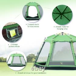 6 Person Camping Tent 2-Tier Pop-up Family Portable Carry Bag Outsunny Green