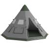 6 Person Tipi Tent Large Family Camping Teepee Pyramid With Carry Bag Grey