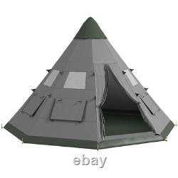 6-Person Tipi Tent for Family Camping 365x365cm, 260cm Peak Weatherproof