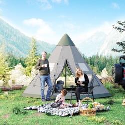 6-Person Tipi Tent for Family Camping 365x365cm, 260cm Peak Weatherproof