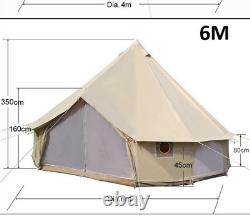 6M/19.6ft Cotton Canvas Bell Tent with Stove Jack 4 Seasons Outdoor Camping Tent