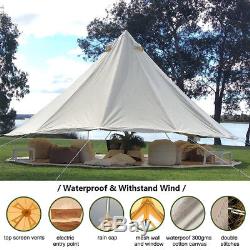 6M/19.7ft Canvas Bell Tents Cotton Family Large Waterproof Camping Glamping Yurt
