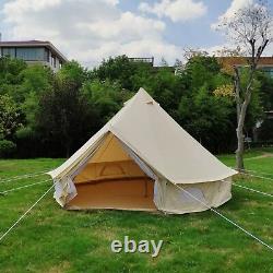 6M 4 seasons Outdoor Canvas Bell Tent Waterproof Camping Tent Stove Jack US