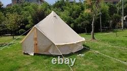 6M 4 seasons Outdoor Canvas Bell Tent Waterproof Camping Tent Stove Jack US