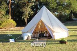 6M Canvas Bell Tent British Large Waterproof Camping Glamping Yurt with Stove Jack