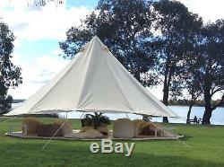 6M Canvas Bell Tent British Large Waterproof Camping Glamping Yurt with Stove Jack