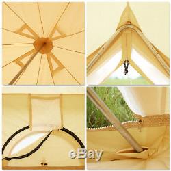 6M Canvas Bell Tent British Large Waterproof Camping Glamping Yurt with Stove Jack