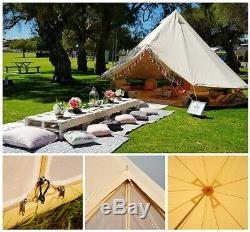 7M Canvas Bell Tent Tipi Tent Waterproof Yurt Glamping Camping Stove Hole Large