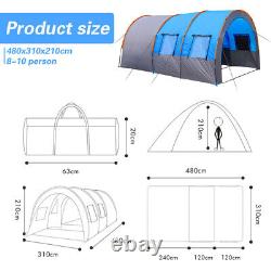 8-10 Man Camping Tent Large Capacity Waterproof Garden Hiking Tent Group