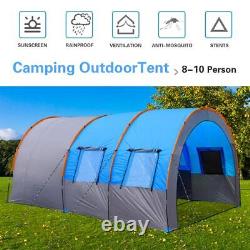 8-10 Man Family Tent Waterproof Outdoor Camping Tunnel Room Hiking Party Large