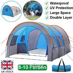 8-10 Man Large Family Tent Waterproof Travel Outdoor Hiking Camping Tunnel Tent