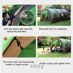 8-10 Man Large Family Tents Waterproof Camouflage Tunnel Camping Column Tent