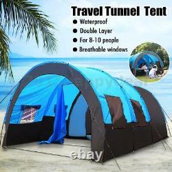 8-10 People Large Waterproof Group Family Festival Camping Hiking Tunnel Tent