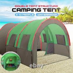 8-10 People Tent Large Tunnel Waterproof Double Layer Family Party Camping Tent