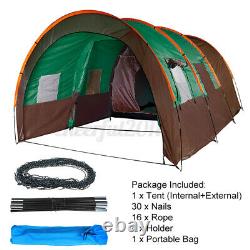 8-10 Person Family Large Double Layer Tunnel Camping Tent Waterproof Shelter