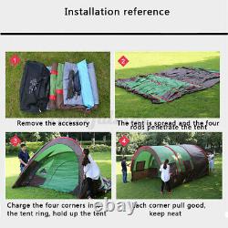 8-10 Person Family Large Double Layer Tunnel Camping Tent Waterproof Shelter