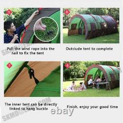 8-10 Person Large Family Tents Waterproof Column Tunnel For Outdoor Camping