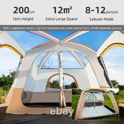 8-12 Person Camping Tent Large Capacity Cabin Tents Waterproof Portable YHPY