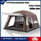 8-12 Person Camping Tent With 3 Door 2 Room Large Family Cabin, Coffee Color