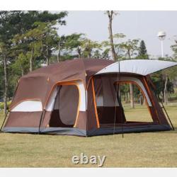8-12 Person Camping Tent with 3 Door 2 Room Large Family Cabin, Coffee color
