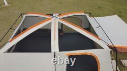 8-12 Person Camping Tent with 3 Door 2 Room Large Family Cabin, Coffee color
