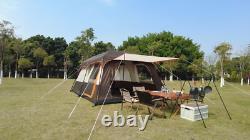 8-12 Person Camping Tent with 3 Door 2 Room Large Family Cabin, Coffee color