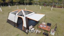 8-12 Person Camping Tent with 3 Door 2 Room Large Family Cabin, Coffee color