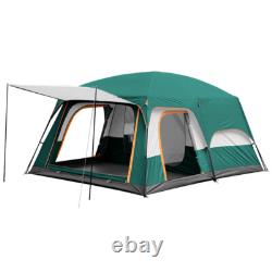 8-12 Person Camping Tent with 3 Door 2 Room Large Family Cabin Tents, Green