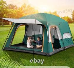 8-12 Person Camping Tent with 3 Door 2 Room Large Family Cabin Tents, Green