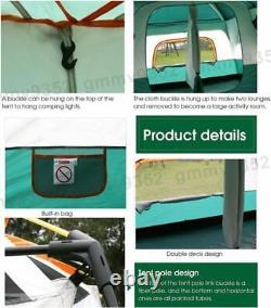 8-12 Person Camping Tent with 3 Door 2 Room Large Family Cabin Tents, Green