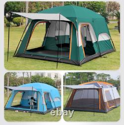 8-12 Person Camping Tent with 3 Door 2 Room Large Family Cabin Tents, Green