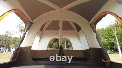 8-12 Person Camping Tent with 3 Door 2 Room Large Family Cabin Tents, Green