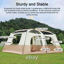 8-12 Persons Tent Family Waterproof with 2 Rooms Large Family Cabin Tent d E2Y6